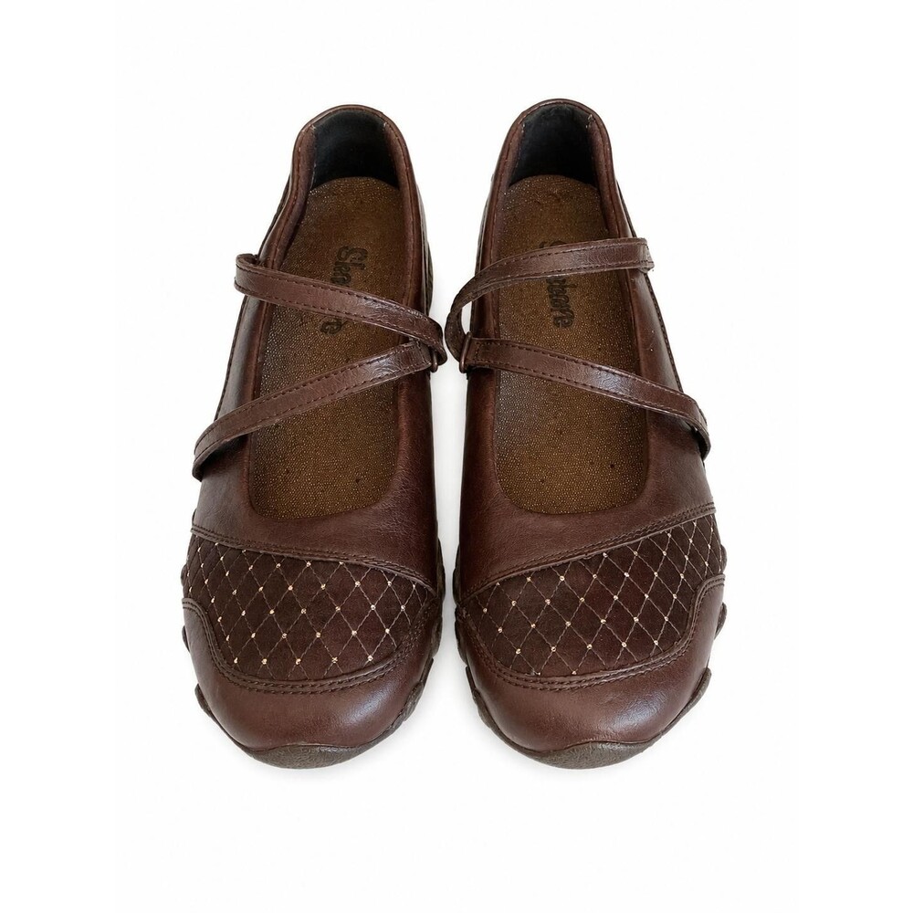 Skechers Women's Brown Mary Kabe Quilted Studded Slip On Flat Shoes Size 6.5
